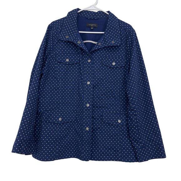 Talbots Plus Size Navy Polka Dot Versatile Jacket Women Size X Blue Cotton Blend - Picture 11 of 12